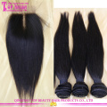 Cabelo brasileiro virgem 3 pacotes, pacotes de cabelo virgem com fecho de renda